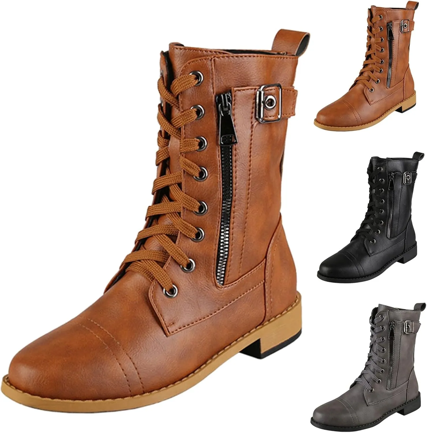 Women's Ankle Boots & Booties Women's Booties and Ankle Boot Black Womens Cowboy Boots Womens Bootie Round Toe Non Slip Slip On Closed Pointed Toe Low Block Heel Zip Up
