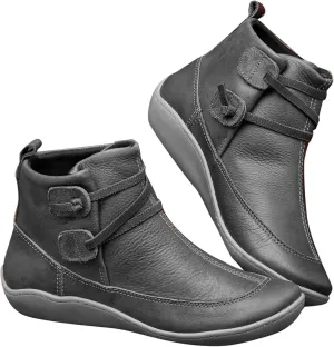 Womens Boots Fall 2024 Ankle Black Booties No Heel Boho Boots for Women Hiking Shoes Women Slip On Soft Sole Cut Out Chunky Stacked Heel Slip on