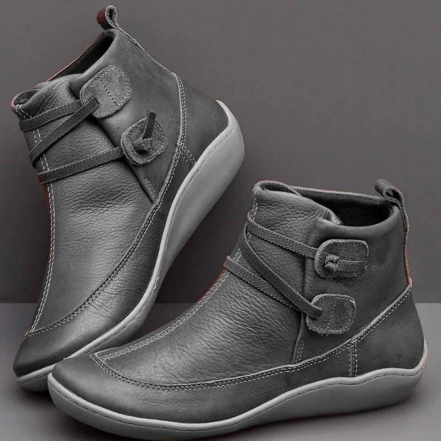 Womens Boots Fall 2024 Ankle Black Booties No Heel Boho Boots for Women Hiking Shoes Women Slip On Soft Sole Cut Out Chunky Stacked Heel Slip on