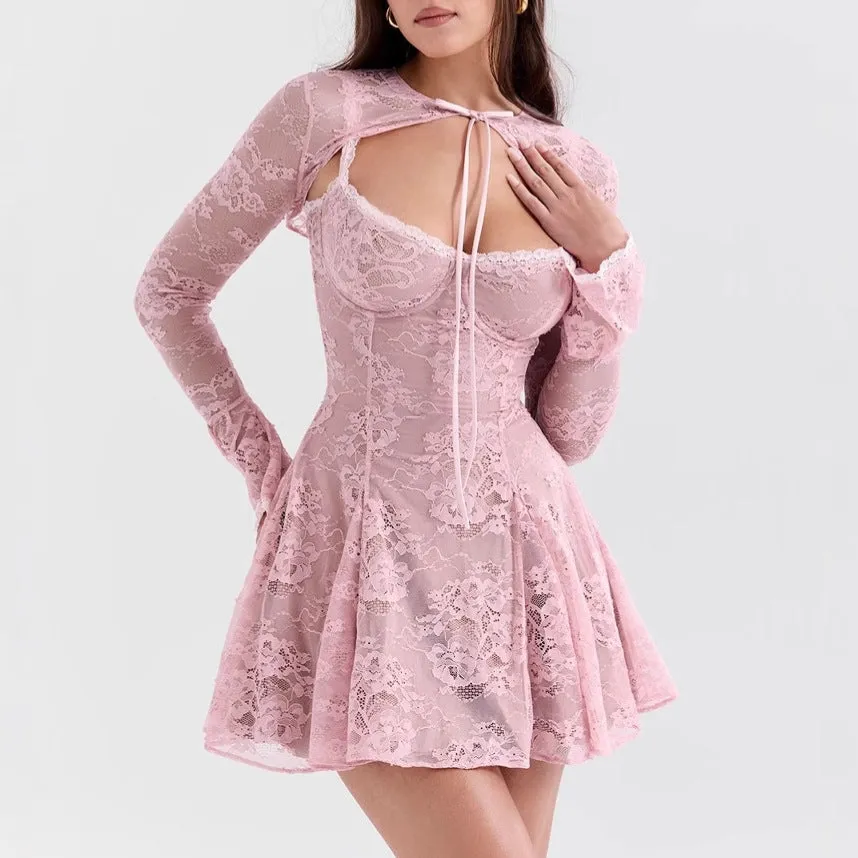 Women’s Lace Two-Piece - Suspender Skirt
