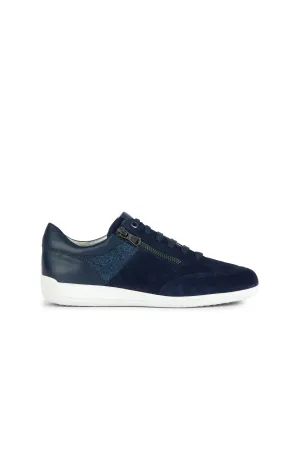 Womens Myria Leather Lace up Trainers - Navy