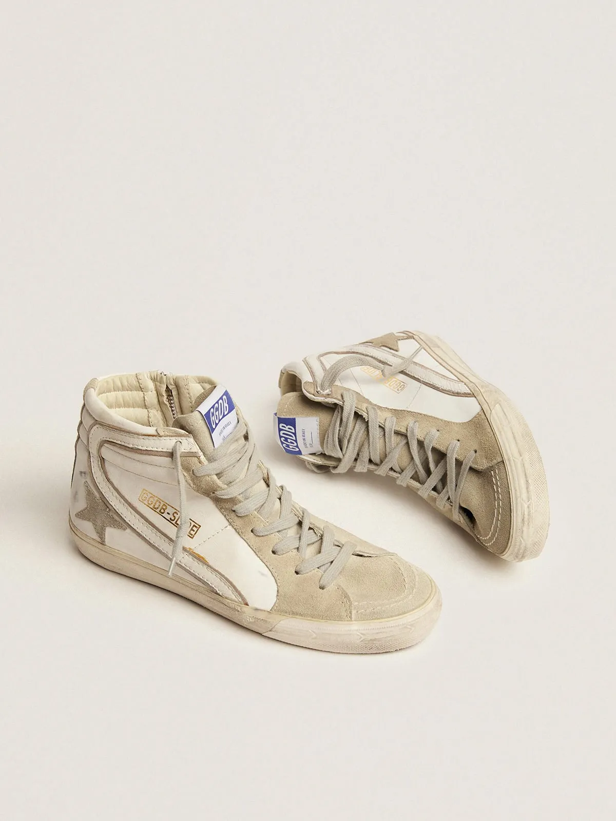 Women's Slide w/ Ice-Grey Suede Star and White Flash