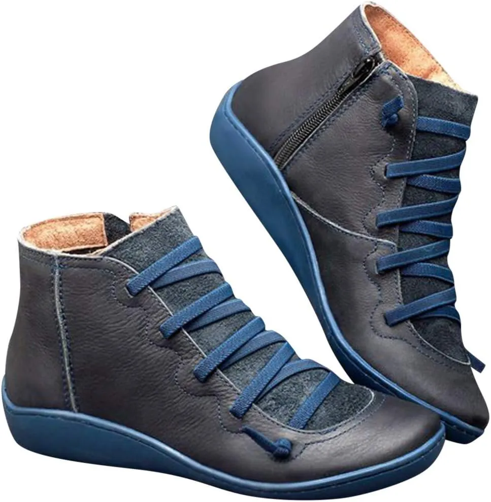 Womens Snow Boots Ankle Cowboy Booties Wide Width Womens Low Boots Ankle Steel Toe Shoes for Women Lightweight Breathable Pointed Toe Mid Heel Slip On