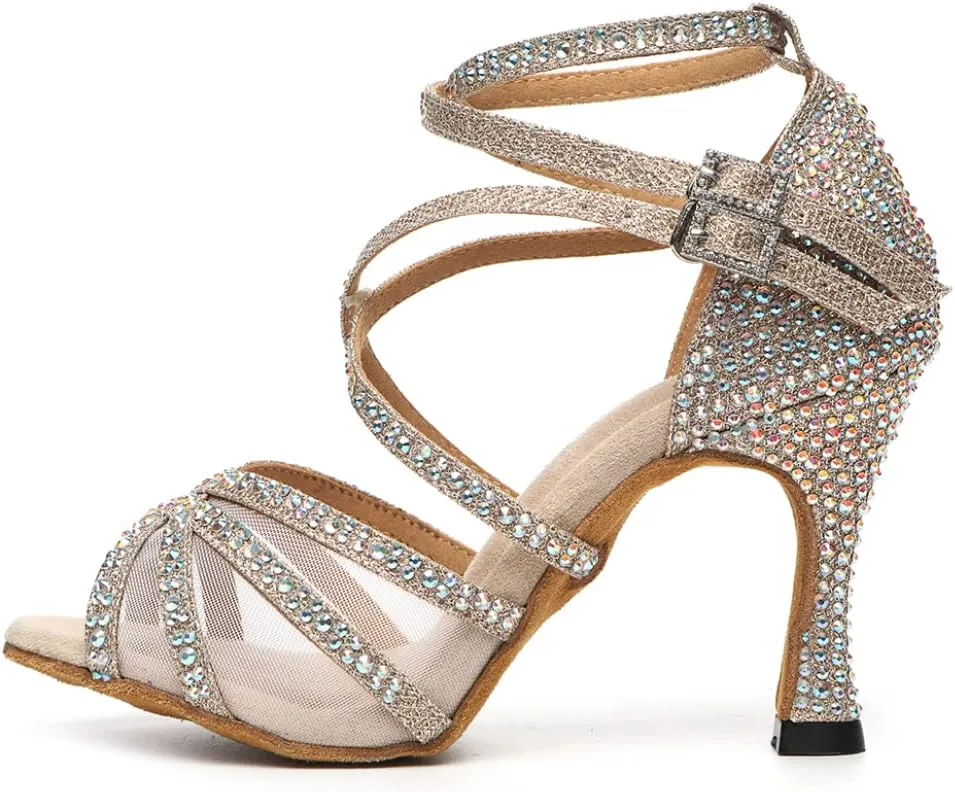YKXLM Ballroom Dance Shoes Professional for Women Latin Salsa Practice Dance Shoes