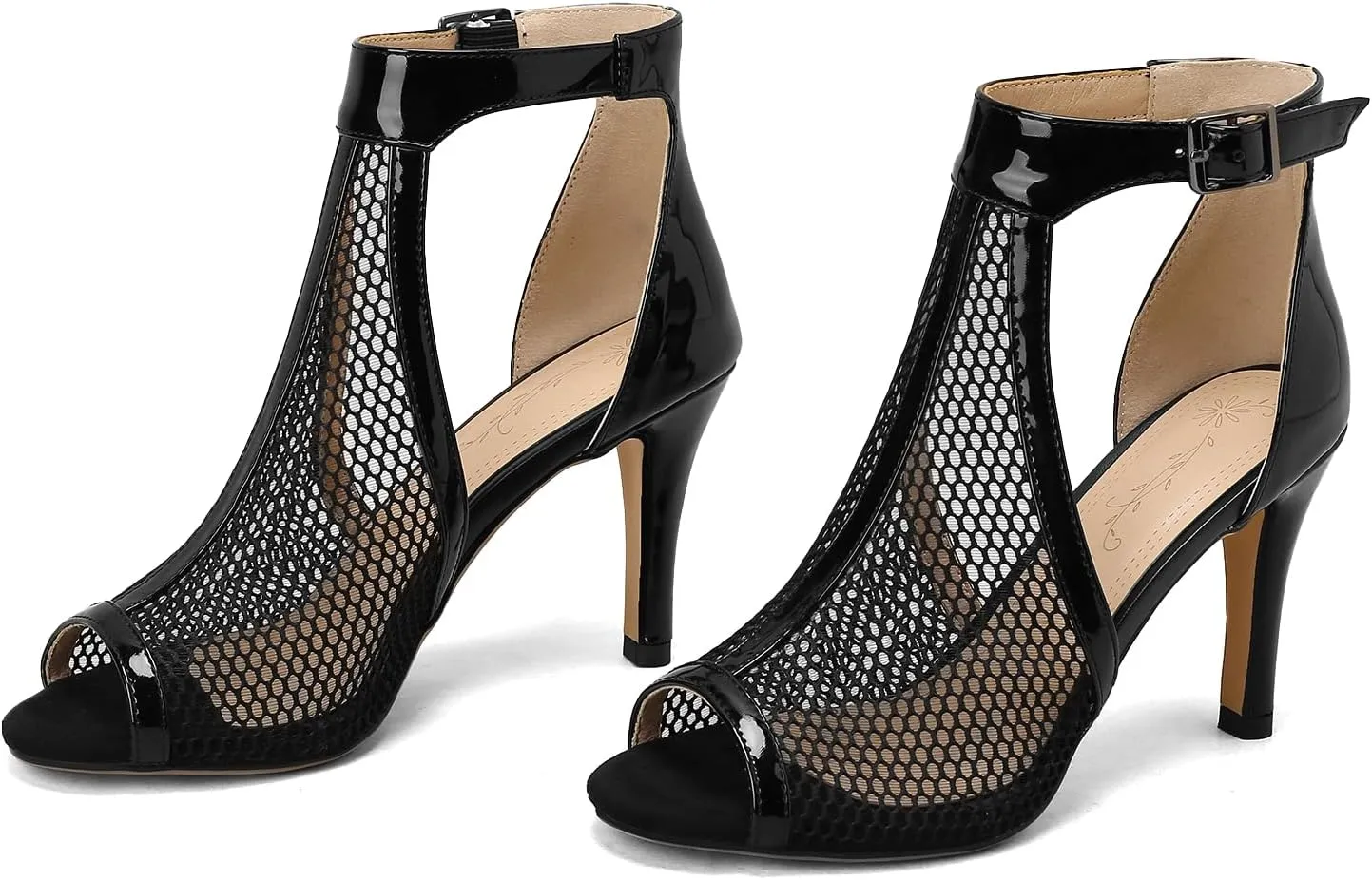 YKXLM Latin Dance Shoes for Women Ballroom Salsa Tango Professional Performance Practice Ankle Open Toe Dancing Shoes