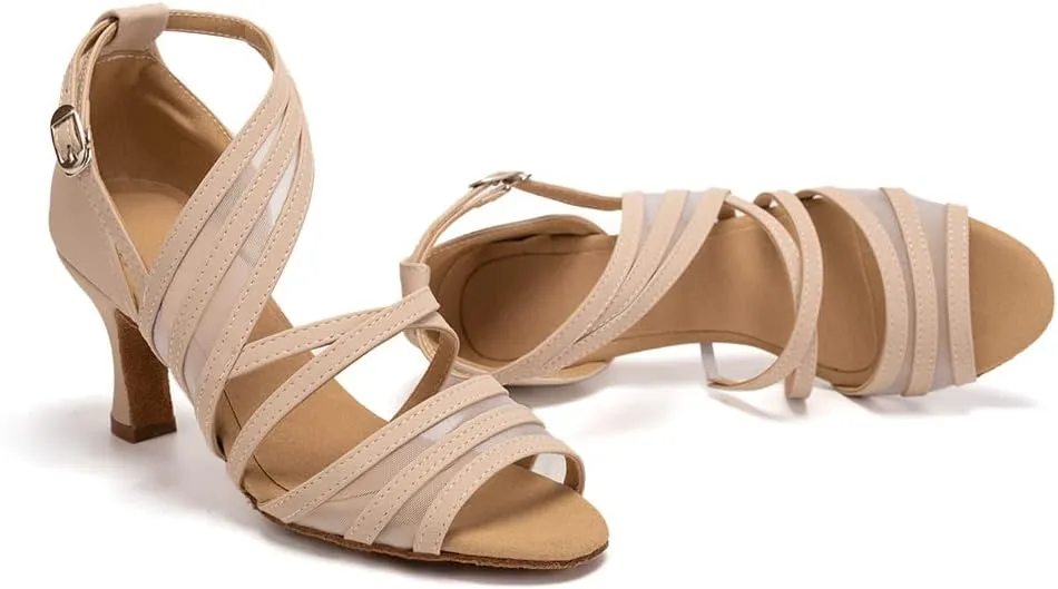 YKXLM Women's Professional Latin Dance Shoes Salsa Ballroom Wedding Dancing Shoes Model 027