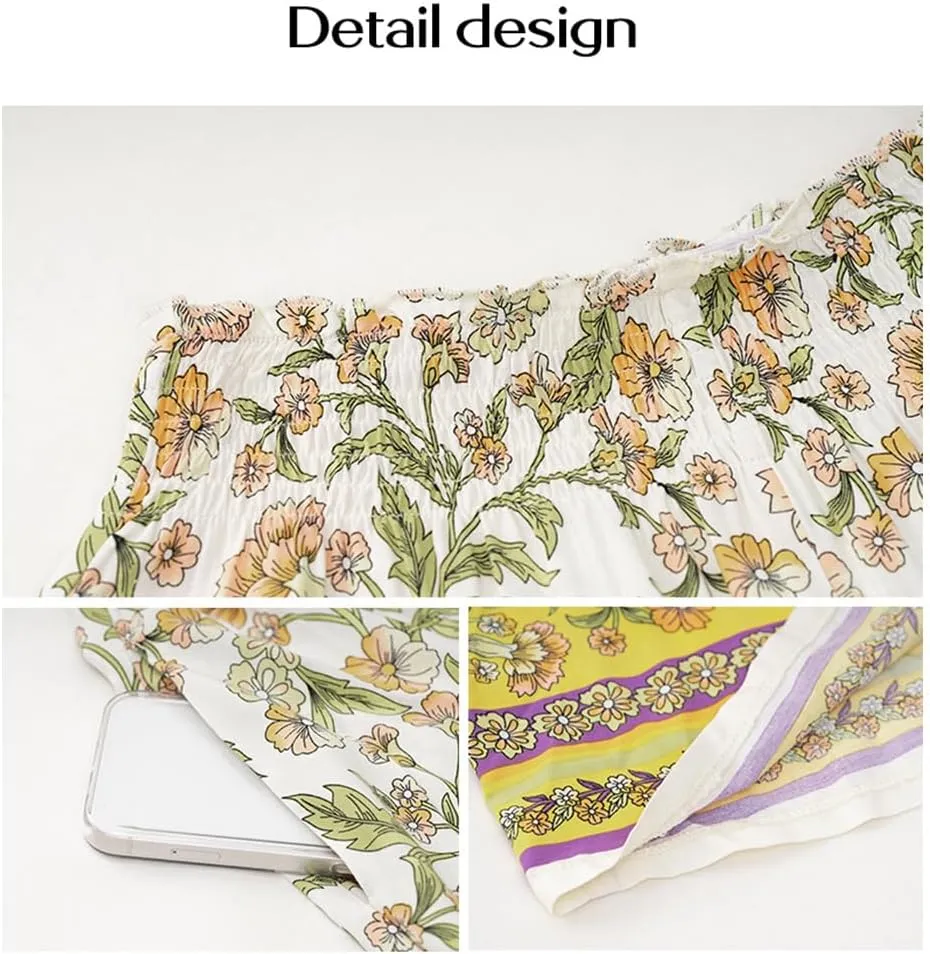 ZOCAVIA Womens Floral Print Harem Pants with Pockets Yoga Boho Pants Flowy Wide Leg Pants Casual Palazzo Pants Beach Pants